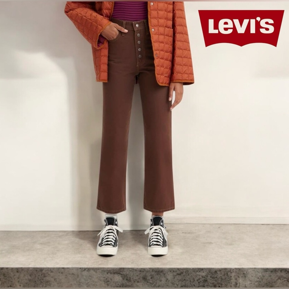 Levi's Brown Cropped Button-Fly Jeans